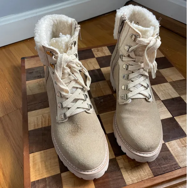 Dolce Vita Helix Beige Winter Boots Shearling Lace-up Outdoors Gorpcore size 7 - Image 3