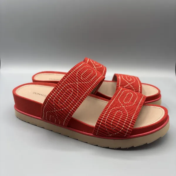 Donald Pliner Cait Sandals Size 9 Red Wedge Slides Summer Tomato Girl Mules - Image 4