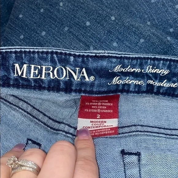 5/$30 🎈 Merona womens Polka dot skinny jeans size 2 - Image 5
