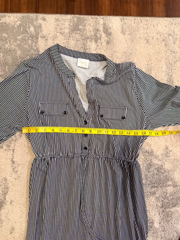Siren Lily Maternity Striped V-Neck Button-Front Shirt Dress - Image 6