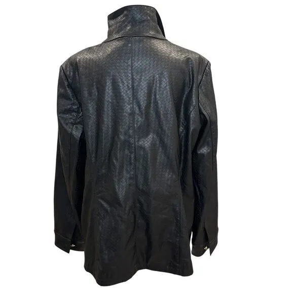 Dennis by Dennis Brasso Black Faux Leather Women's‎ Jacket Large Diamond - Image 3