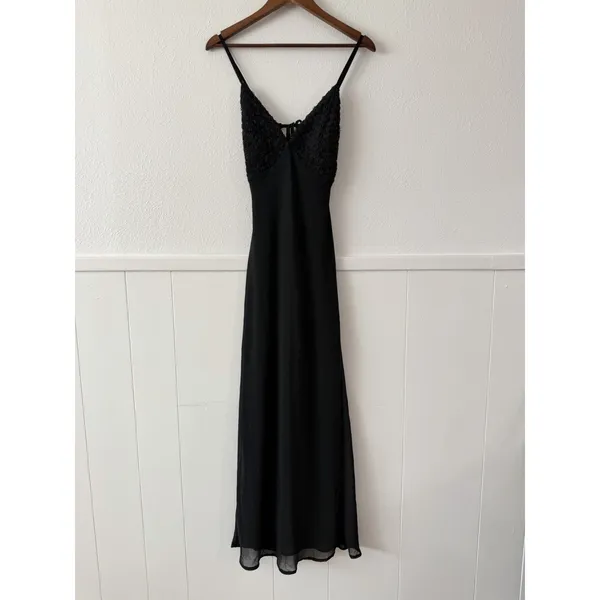 Wild Fable Black Floral Maxi Dress Open Back Tie Women’s Size S NWT - Image 3