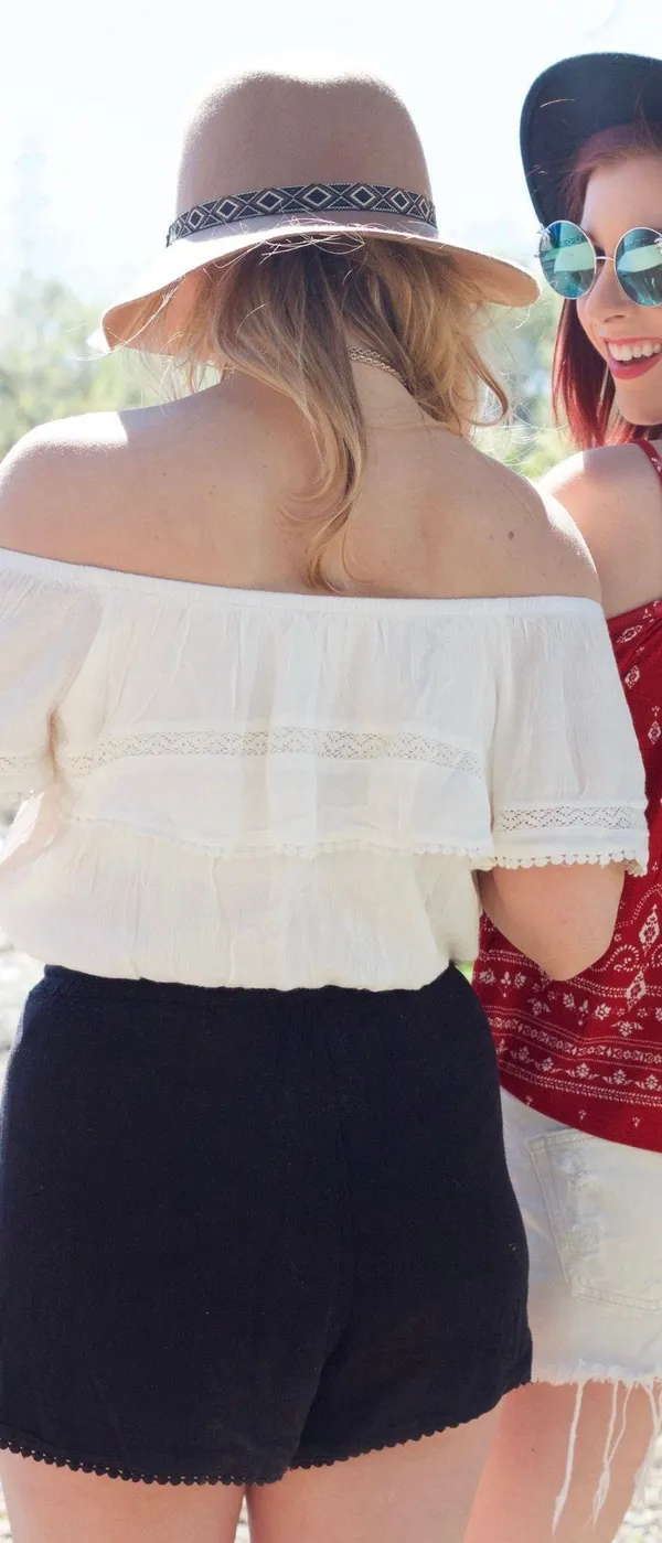 H&M + Coachella Cream Lace PomPom Off The Shoulder Top - Image 2