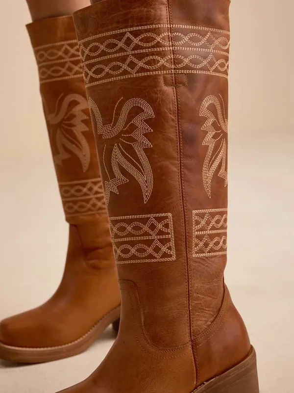 Free People x Dingo Avalon Embroidered Western Boots Russet Size 7.5 - Image 12