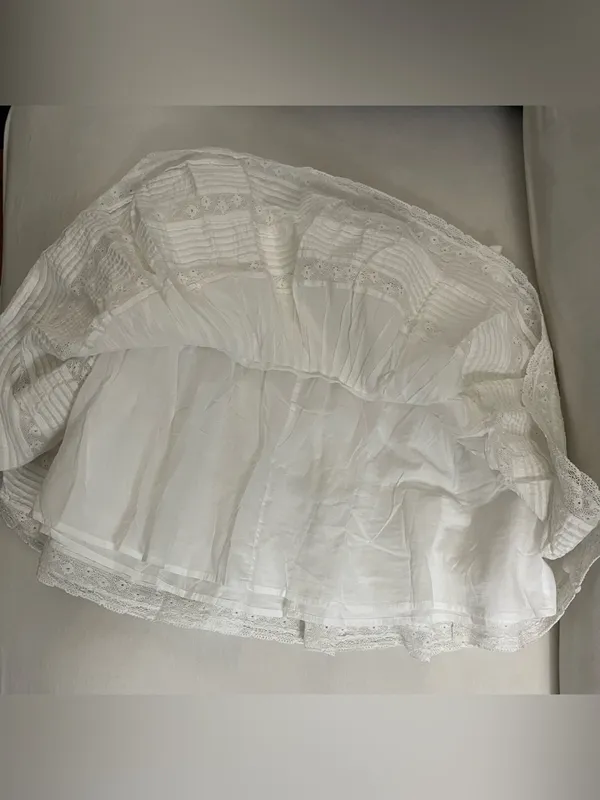 Unsubscribed Brand NWT White Tiered Mini Skirt with Lace Trim Size XS - Image 9