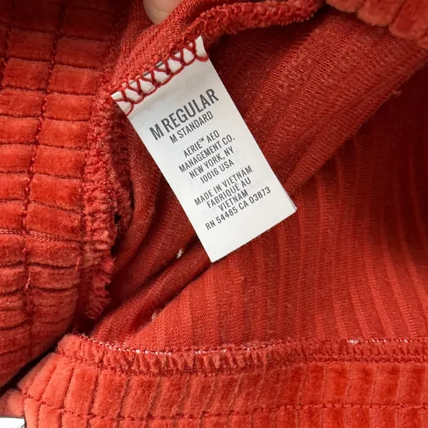 Aerie Groove On Velour Pants Flared Leggings Burnt Orange Cinnabar Size Medium - Image 9