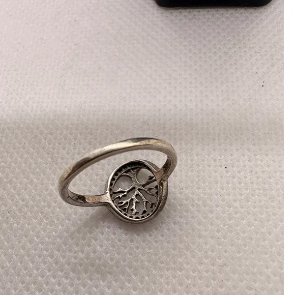 Sterling Silver 925 Tree of Life CZ Halo Ring Size 4 Spiritual Jewelry - Image 6