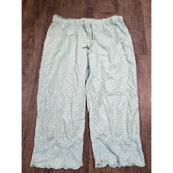 Sleep Sense Light Aqua Pajamas Lounge Set Shirt Crop Pants Size M/L - Image 2