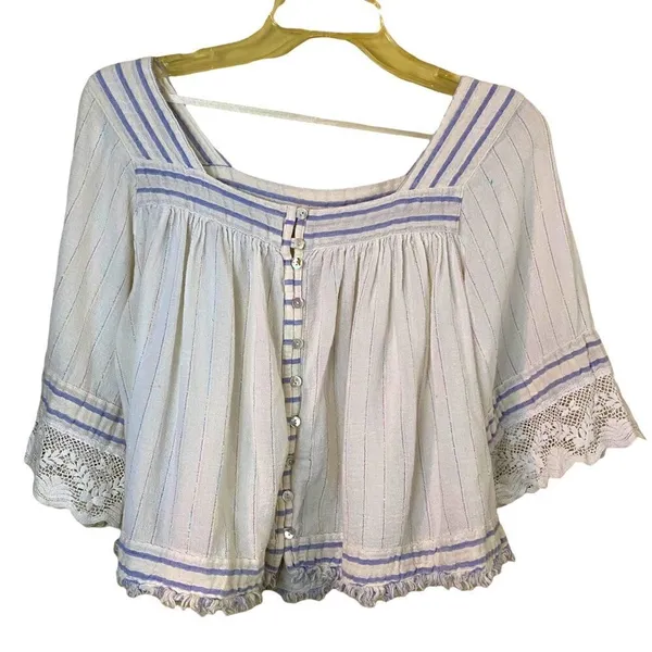 Free People See Saw Top With Glitter Thread Detailing Size XS - Image 4