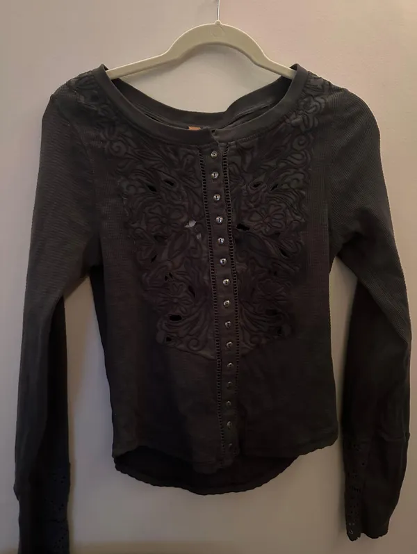 Free People NEW WITH TAGS Sidelines Embroidered Top - Image 3