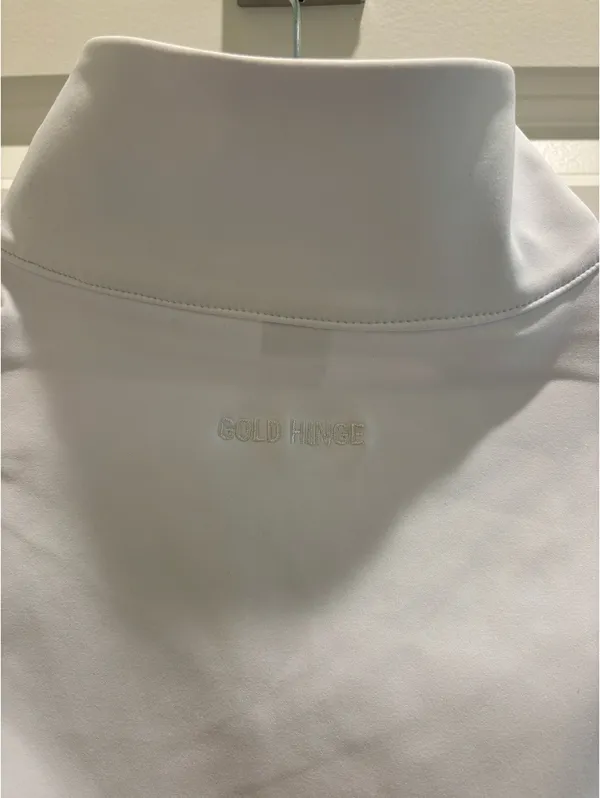 Gold Hinge White Half-Zip Crop Top - Image 5