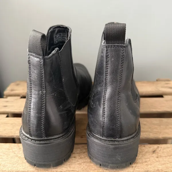Vepose Womens Black Leather‎ Chunky Heel Ankle Size 11 Chelsea Boots A24 - Image 9