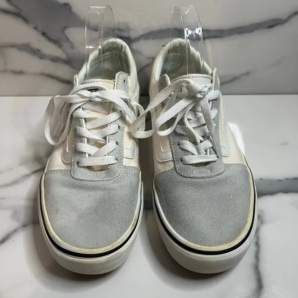 Vans Skateboard Women's Cream Gray Low Top Suede Leather Sneakers Sz 9.5 Classic - Image 2