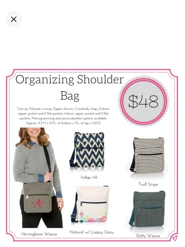 Thirty One Organizing Shoulder Bag Crossbody Bag Dotty Weave - Image 7