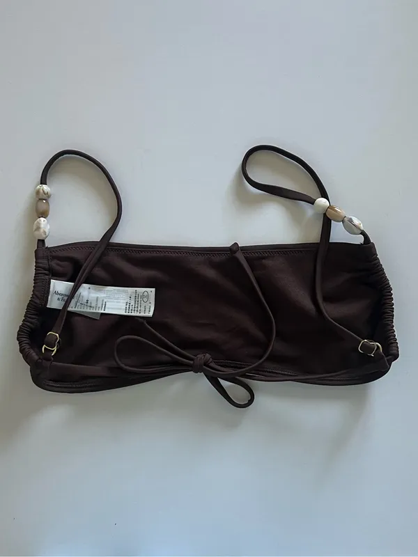 {Abercrombie & Fitch} Brand New Brown Bandeau Beaded Bikini Top - Image 5