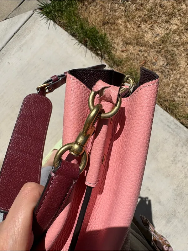 Coach Leather Crossbody Handbag With Short Strap Including Tag Pink - Image 10