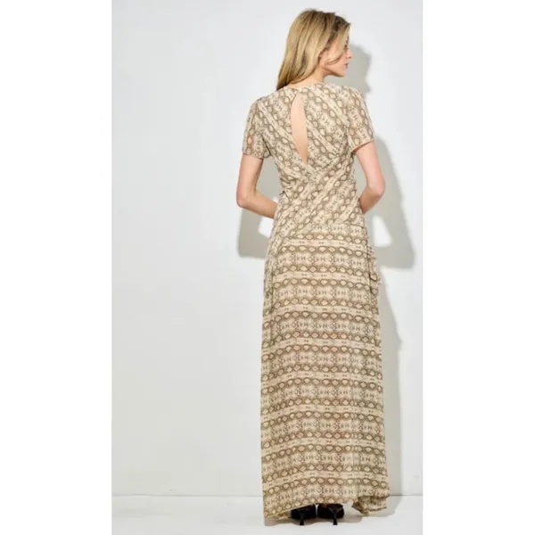 Bohme sz L Baevely AnimalPrint Ruffle Tiered Slit Maxi Dress Exotic Wild Evening - Image 4