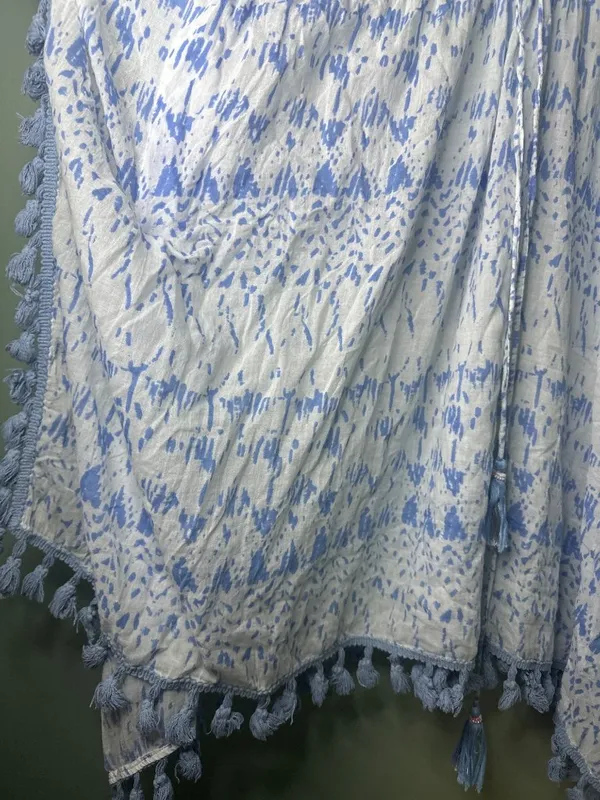 Debbie Katz South Beach Womens M Boho Beach Cover Up Tunic Tie Fringe Hem Resort - Image 4