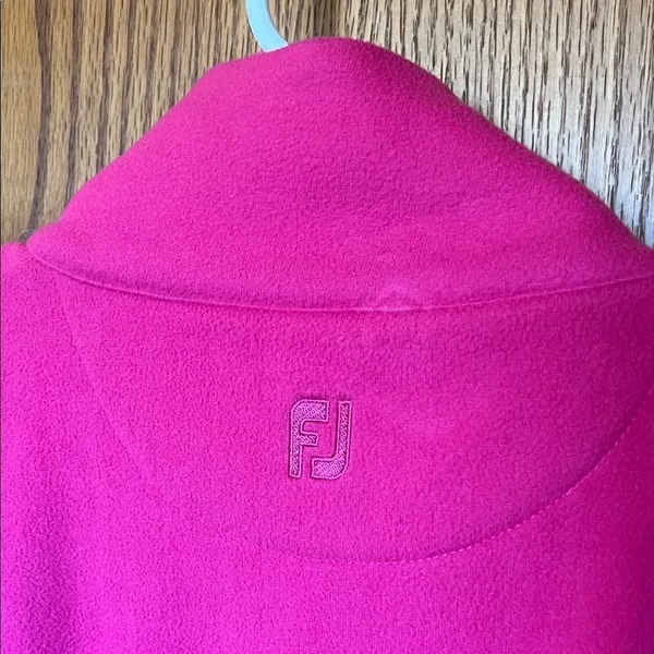 FOOTJOY Fleece Jacket‎ Women Medium Hot Pink Asymmetrical Zip Thumbholes Golf - Image 11