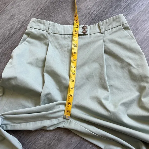 TOPSHOP Pleated High Rise Pants Sage Green US 6 Cropped - Image 9