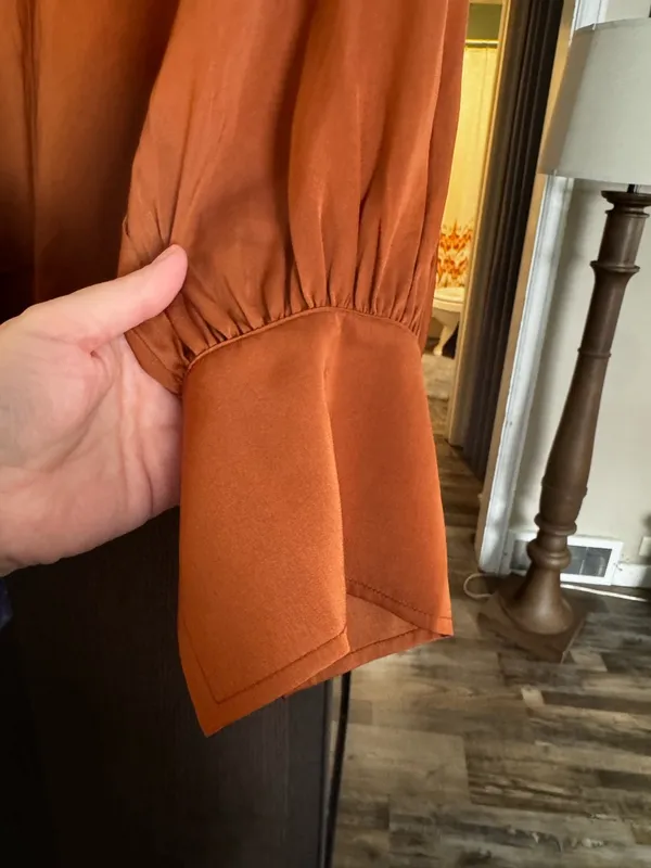 Banana‎ Republic Rust Brown V-Neck Long Sleeve Blouse - Image 6
