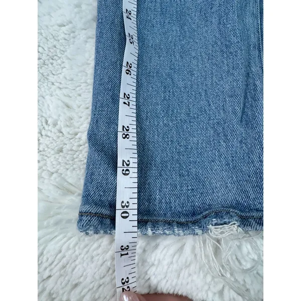 Abercrombie 90s Straight Jeans 28/6L Ultra High Rise Distressed Light Wash Y2K - Image 6