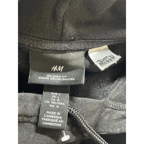 H&M x Justin Beiber Women's Black Hoodie Hooded Relaxed Sweatshirt Top Size L - Image 3