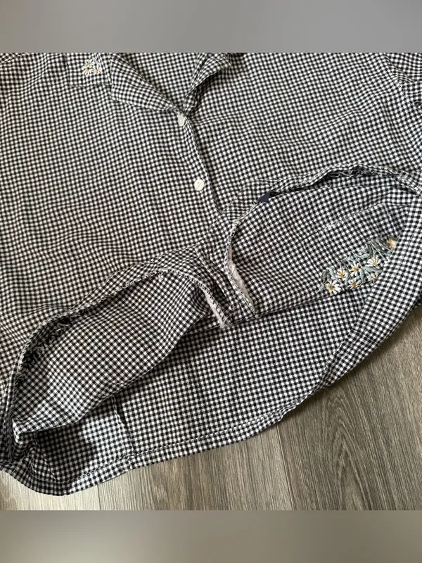 Y2K Whimsy Gingham Daisy Embroidered Shirt Nick & Sarah Size Large - Image 9