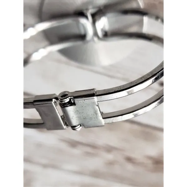 Detroit Hinged Bracelet / Bangle Silver Tone - Image 4