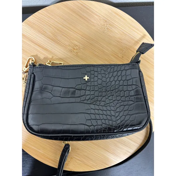 PETA +‎ JAIN Danny Cros Crossbody Bag Women Small Black Embossed Leather - Image 7
