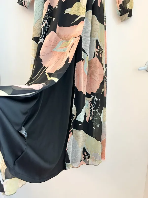 Lulus Wondrous Water Lilies Black Floral Print Maxi Dress Size XS - Image 7