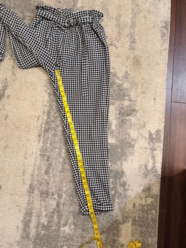 No Boundaries Black & White Houndstooth Paperbag Waist Trousers - Image 6