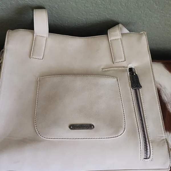 Neutral Cowhide Fringe Satchel Tote - Stylish Everyday Bag - Image 9