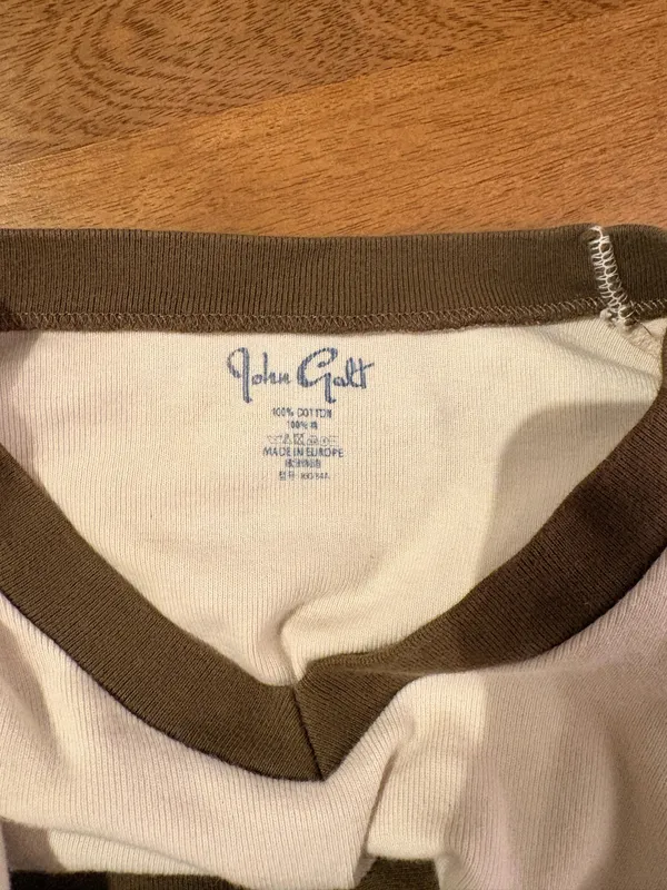 John Galt Brandy Melville Shirt Long Sleeve brown an cream - Image 4