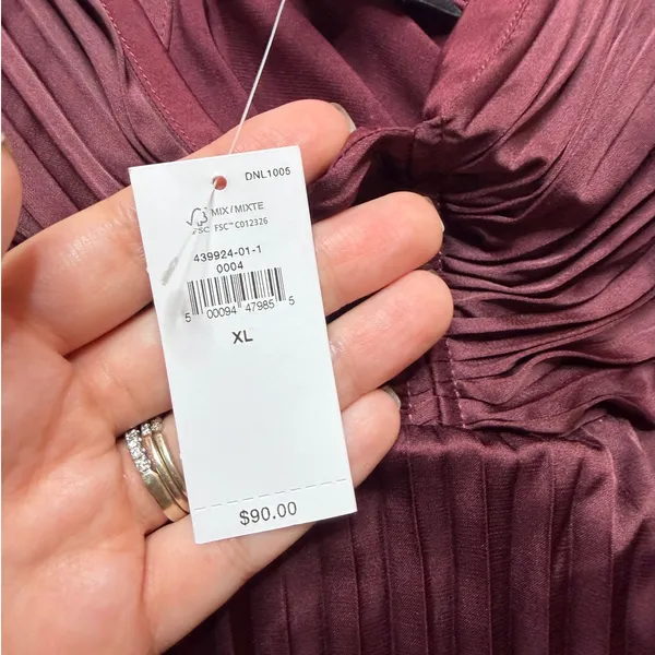 Banana Republic Burgundy Satin Pleated Cami Top XL Crossback NWT - Image 10