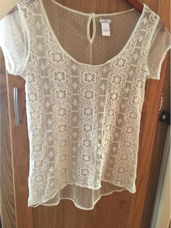 Aerie Pretty Luxuries Lace Shirt Top Blouse Size XS Extra Small - Image 5