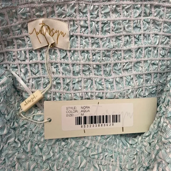 Petersyn Nora Strapless Smocked Mini Dress New with Tags Size M Aqua - Image 3
