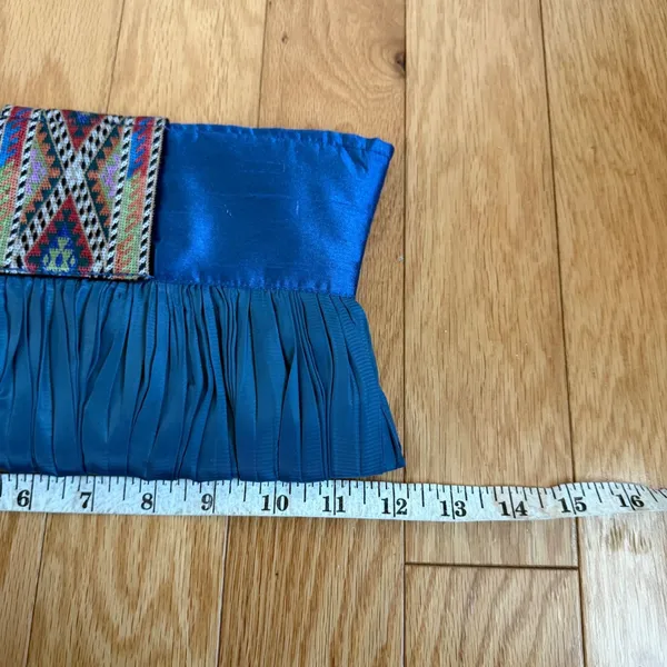 Rising‎ International Jamila Clutch Blue Silk Embroidered Zardozi Afghan Purse - Image 11
