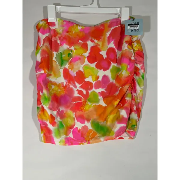 Shade & Shore Floral‎ Ruched Swim Skirt Women L Multicolored Tropical Beachwear - Image 2