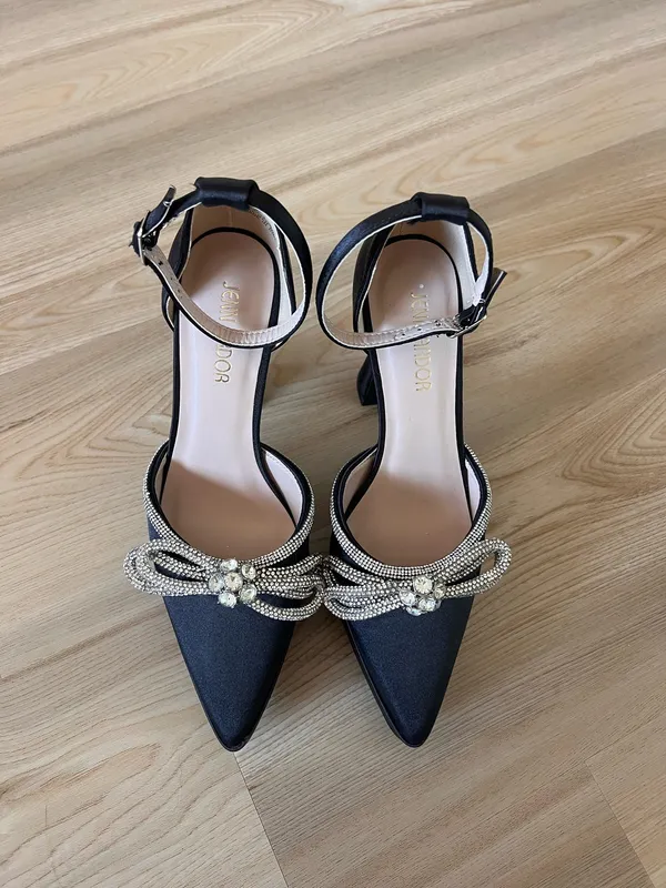 Amazon JENN ARDOR Closed Toe Heels： Platform Pumps with Rhinestone Bow, Ankle Strap Women’s Dress Shoes - Image 9