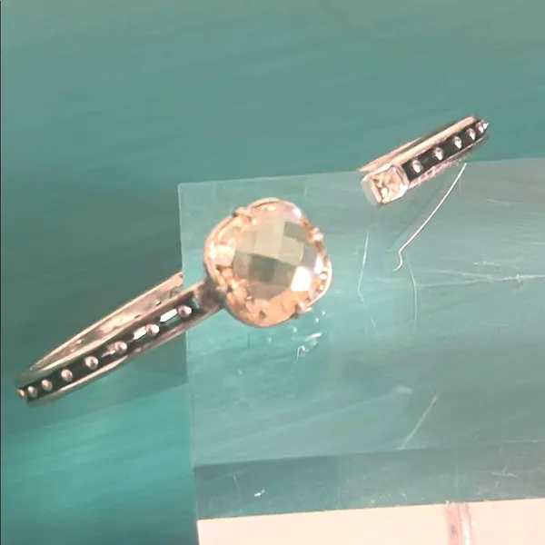 Brighton "Caviar True Colors" Hinged Bangle Cuff Champagne Cushion Cut Swarovski - Image 5