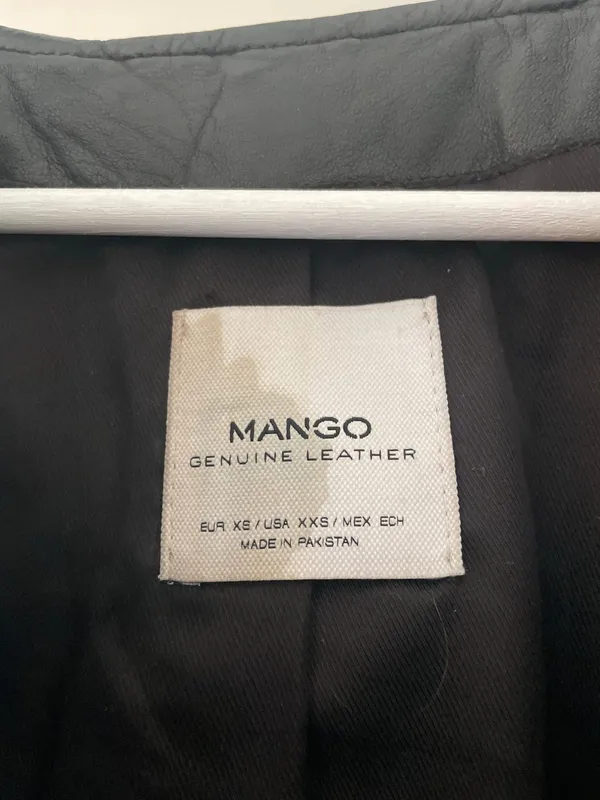 Mango Genuine Leather Biker Jacket Xs/S - Image 2