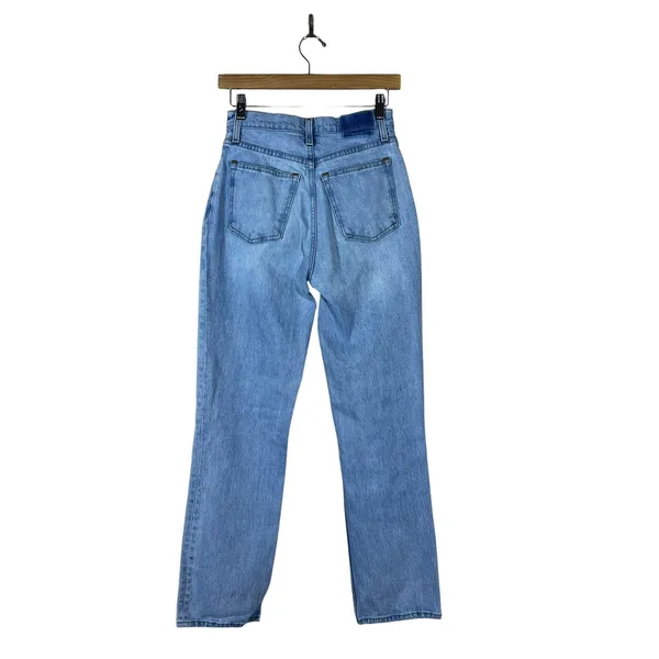 Abercrombie & Fitch The 90s Straight Distressed Jeans Light Blue Denim Size25/0S - Image 4