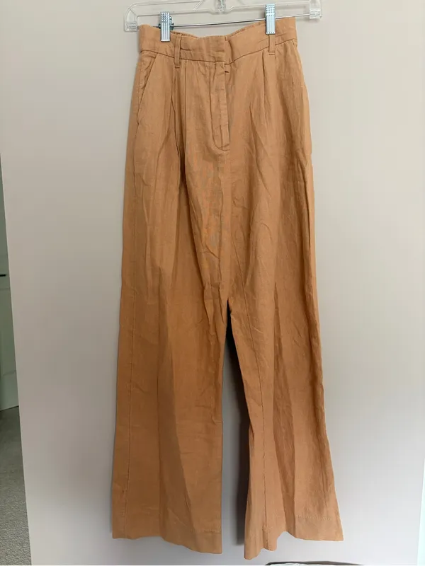 Abercrombie & Fitch Sloane Linen Blend Tan Trousers XS - Image 2