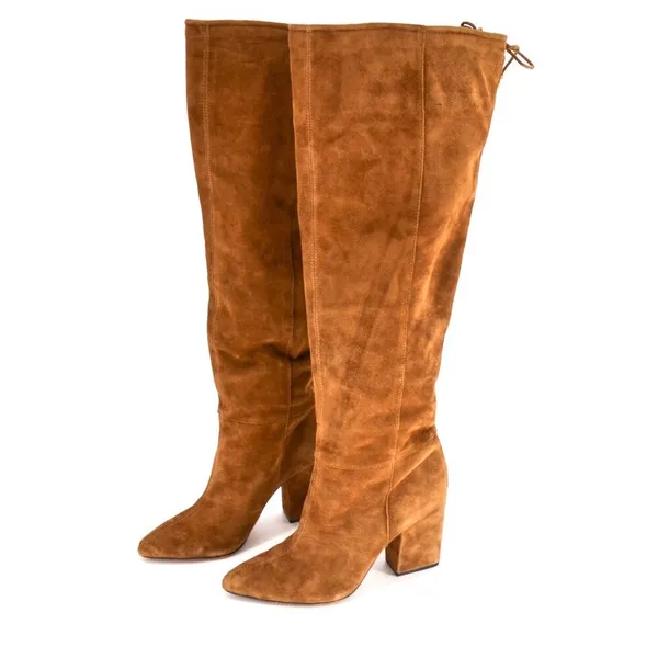 Vince Camuto Sarelia Knee High Boots Suede Brown Block Heel 7 - Image 5