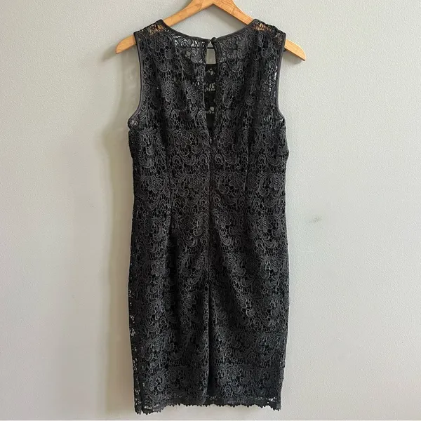 Dress Barn RSVP Lace Overlay Black Cocktail Dress Sheath Dress Size 6 Sleeveless - Image 5