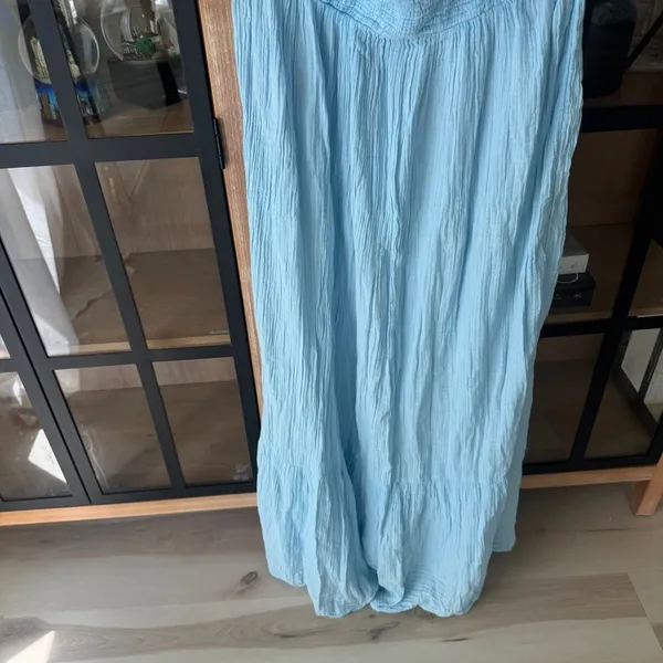 Anthropologie The Marisol Smocked Gauze Maxi Dress Celandine strapless muslin - Image 7