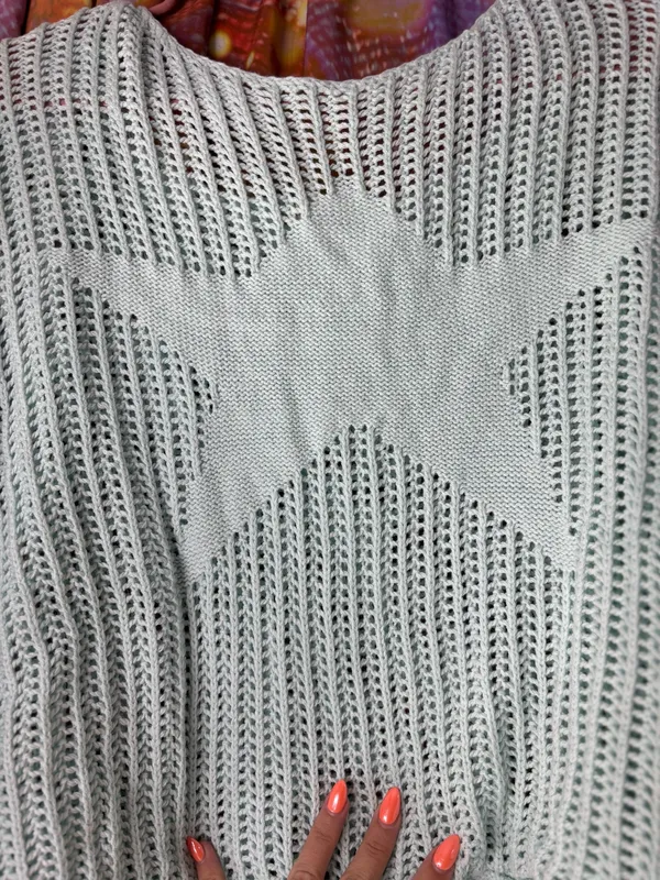 POL✨ Light Blue Open-Knit Star Pullover Sweater  - Image 3