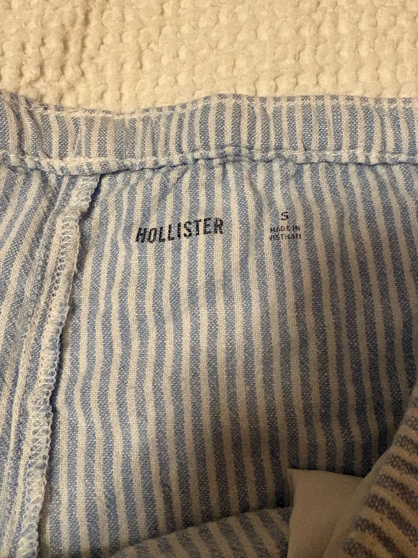 Hollister Striped Blue and White Linen Pants - Image 5