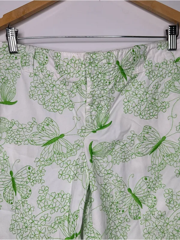 Lilly Pulitzer Green Embroidered Butterfly Print Crop Pants Size 6 - Image 4